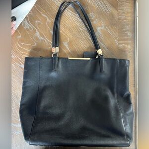 Coach Black Leather Tote Handbag